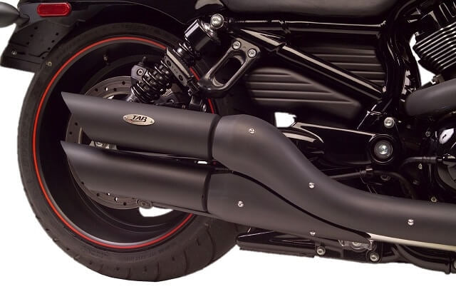 Tab Performance Night Rod Special Slash Cut Exhaust Pipes (Removable Baffle) Black - 111-2220 For Harley Night Rod Special 2007-2017