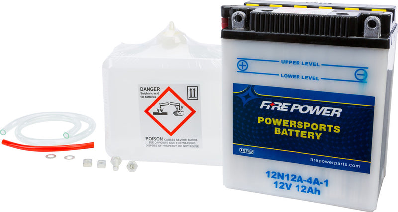 Fire Power Battery W Acid 12V - 12N12A-4A-1 For Yamaha Motorcycles 1980-1990 | Honda Motorcycles 1967-1978