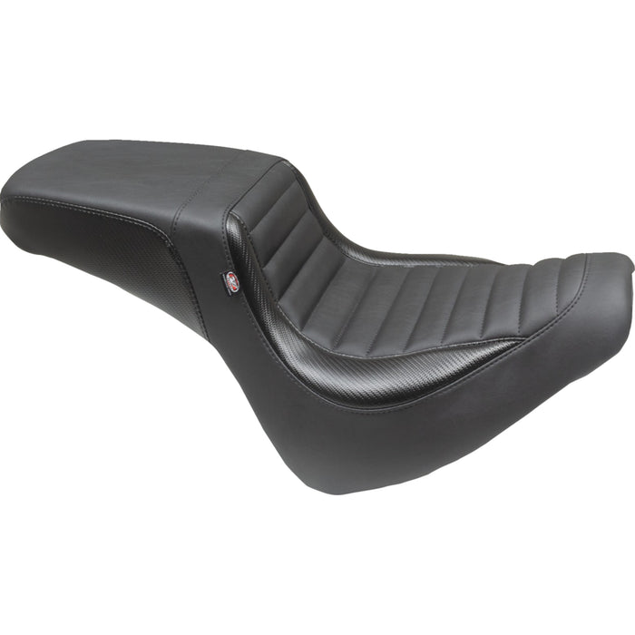 MUSTANG 0802-1506 76005 Squareback 2-Up Seat - Black - Tuck-n-Roll - Fat Bob '18-'23