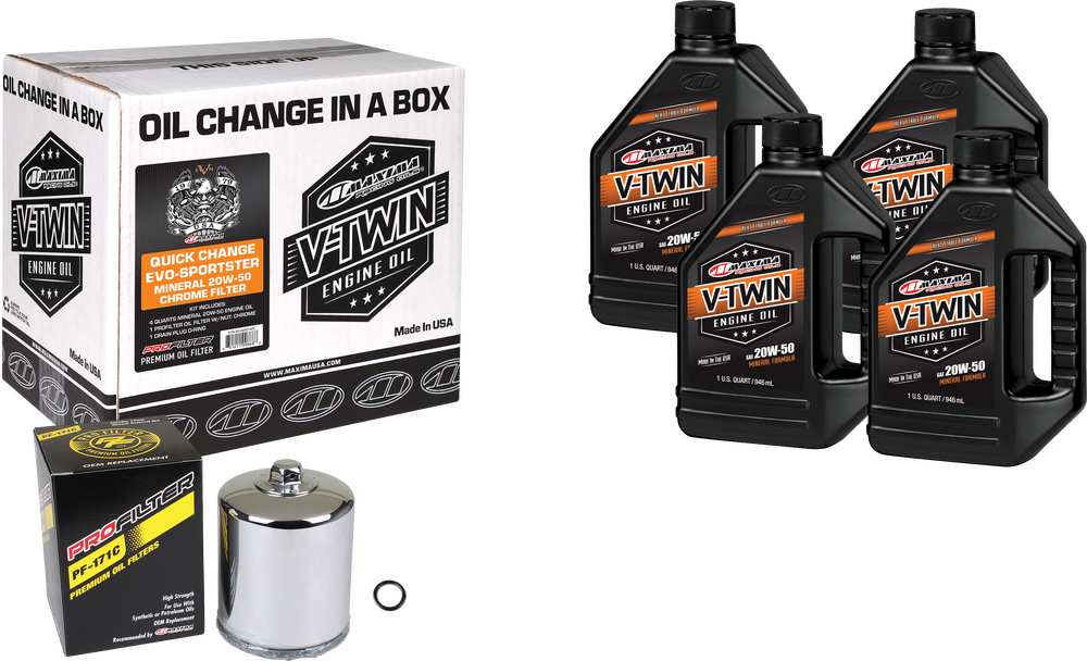 Maxima Racing Oil 78-99944 90-069014PC V-TWIN QUICK CHANGE KIT EVO MINERAL CHROME FILER