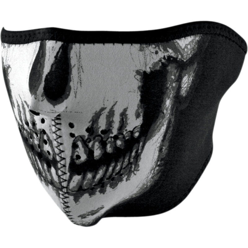 ZAN HEADGEAR 2503-0082 WNFM002HG Neoprene Half Mask — Glow-in-the-Dark Half Mask - Skull Face Glow In The Dark