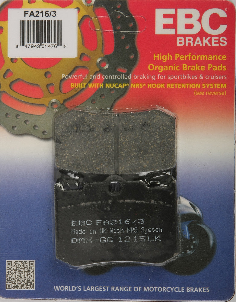 EBC Brake Pads - FA216/3 For Indian Scout / Spirit 2002-2003
