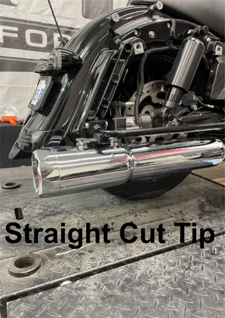 Tab Performance 50 Cal (5") Slip-On Mufflers | Chrome - 2017-Up, Black Straight Tips, 2.5" Louvered Baffles 121-1299-2017-UP-B2-2.5