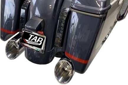 Tab Performance 50 Cal 5 Inch Diameter Pipe Slip-On Mufflers Davidson Touring Black 2.5 Inch Louvered - 121-2298-C-2.5 For Harley Touring 2017-2025
