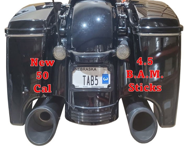 Tab Performance 50 Cal (5") Slip-On Mufflers Black Chrome Straight Cut Tip, Zombie Baffles (Loud) - 121-2299-95-2016-C2-Z For Harley Touring 1995-2026