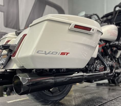 Tab Performance 121-4299-M2-2.5 50 Cal 5 Inch Diameter Pipe Slip-On Mufflers 2017-Up Harley Davidson Touring Midnight Chrome 2.5 Inch Louvered Core Baffles (Medium) Midnight Chrome Straight Cut Tip