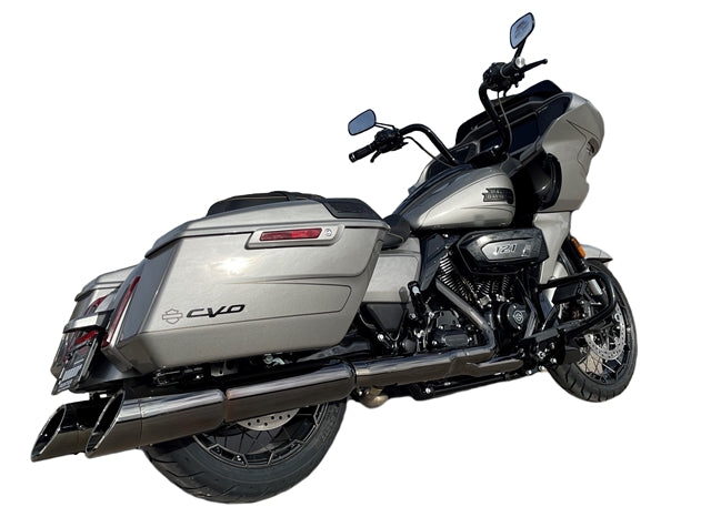 Tab Performance 50 Cal (5") Slip-On Mufflers | Torched Chrome - 2017-Up, Torched Chrome Straight Tips, 2.5" Louvered Baffles 121-5299-2017-UP-T2-2.5