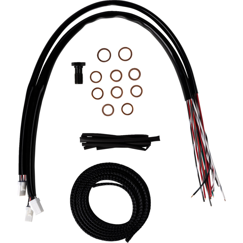 LA Choppers Complete Midnight Braided Handlebar Cable Brake Line Kit — Standard 18"-20" Handlebars - LA-8059KT2-19M For Harley Touring 2023-2026