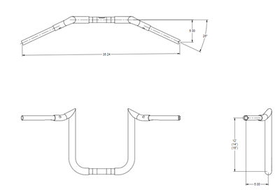 Tab Performance Folsom Prison Handlebars Road Glide Black 14 Inch - 125-2141 For Harley Road Glide 2015-2017