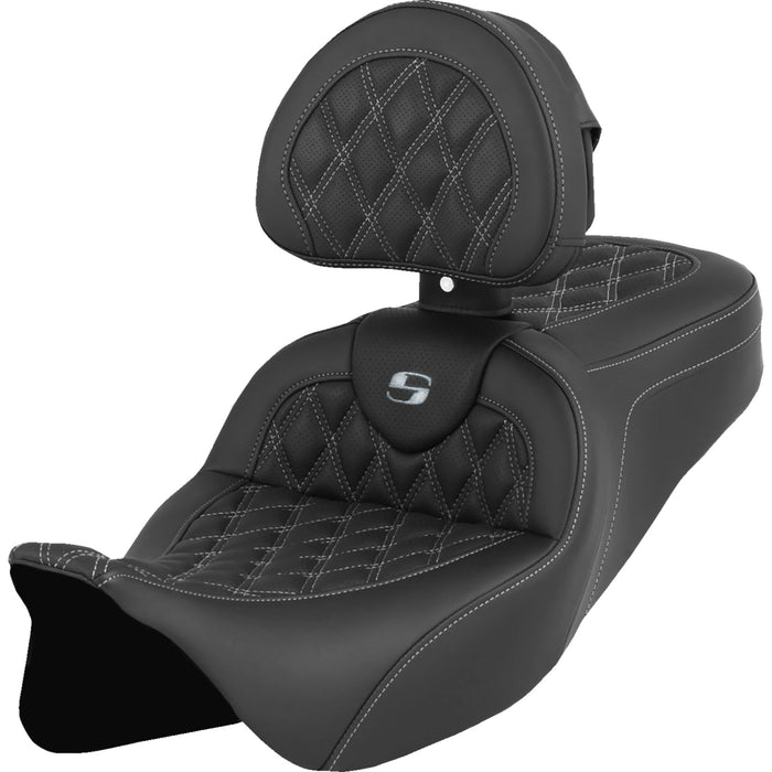 SADDLEMEN 0801-1610 A808-07R-182SIL Roadsofa™ Lattice Stitch Seat-with Backrest - Silver Stitch - FL 08-24