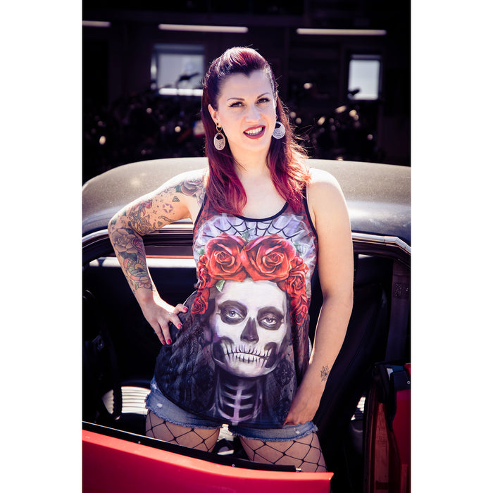 LETHAL THREAT 3031-3956 LA20508M Women's Dark Widow Razor Back Tank Top black - medium