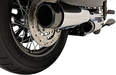 Tab Performance Softail Short Tip Compatible Exhaust Pipes Chrome Chrome Slash End Caps, 2.25" - 131-1290-C3-2.25 For Harley Softail 2018-2023