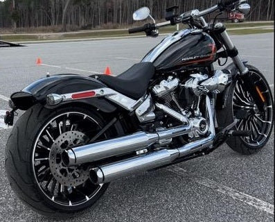 Tab Performance Softail Long Tip Compatible Exhaust Pipes Chrome Chrome Twist End Caps, Zombie Baffles - 131-1291-C4-Z For Harley Softail 2018-2026
