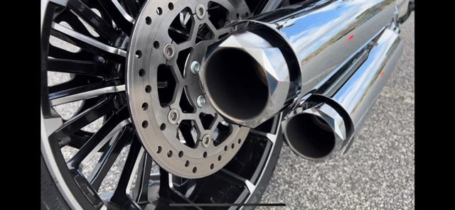 Tab Performance Softail Long Tip Compatible Exhaust Pipes Chrome Black Twist End Caps, Zombie Baffles - 131-1291-B4-Z For Harley Softail 2018-2026