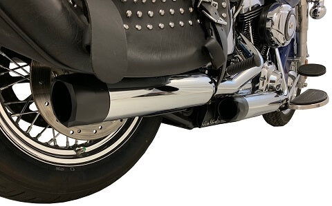 Tab Performance Softail Chrome Tip Compatible Exhaust Pipes Chrome Black Slash End Caps, Zombie Baffles - 131-1295-B3-Z For Harley Softail 2007-2017