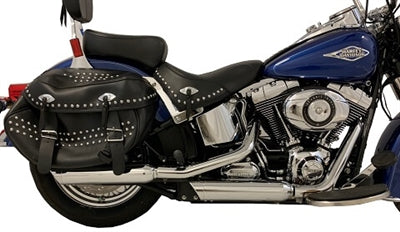 Tab Performance 131-1295-B3-2.25 07 -17 Harley Davidson Softail Chrome Tip Slip On Muffler Compatible Exhaust Pipes 2.25 Inch Louvered Core Baffles (Medium) 3.5 Inch Black Billet Aluminum Slash Cut End Cap