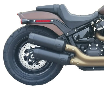 Tab Performance Fat Bob Softail Tip Compatible Exhaust Pipes | Black - Black Slash Tips, Zombie Baffles 131-2293-B-Z