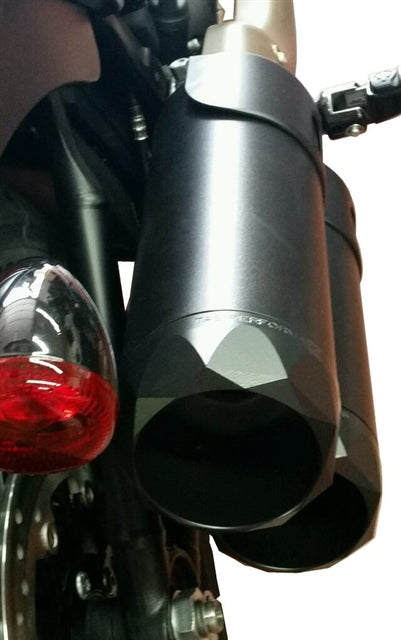 Tab Performance Fat Bob Softail Tip Compatible Exhaust Pipes | Black - Black Slash Tips, No Baffles 131-2293-B-NB