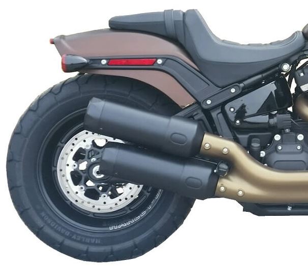 Tab Performance Davidson Fat Bob Black Tip Slip On Muffler Compatible Exhaust Pipes With Zombie Baffles - 131-2293-C2-Z For Harley Softail 2018-2023