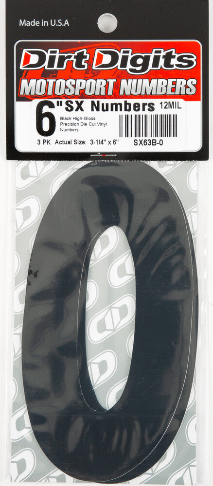 Dirt Digits 09-6510 SX63B-0 #0 6" BLACK SUPER X DIGITS 3/PK