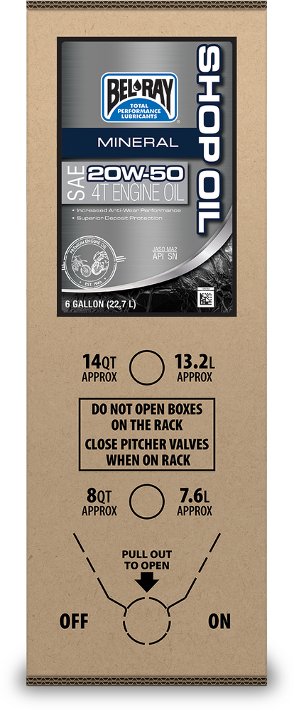 Bel-ray 840-0011 301291150033 SHOP MINERAL ENGINE OIL 20W50 6GAL BIB
