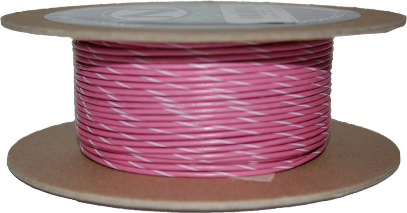 Namz Custom Cycle 850-09208 NWR-109-100-20 100' SPOOL 20-GAUGE WIRE (PINK/WHITE STRIPE)