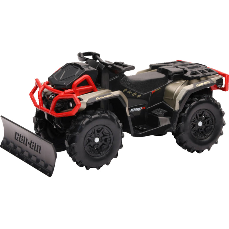 NEW RAY TOYS 7001-0005 07383 Mini Can-Am Outlander X MR1000R Mini Outlander w/ Snow Plow - 1:18 Scale - Black/Brown/Red