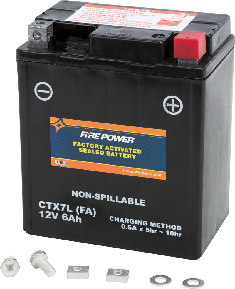 Fire Power Battery CTX7L Sealed Factory Activated - CTX7L-BS (FA) For Suzuki Motorcycles 1993-2013 | Aprilia 125 2012 | Yamaha 225 1992-2000