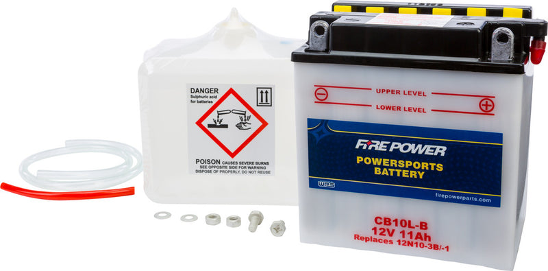 Fire Power Battery W Acid 12V Heavy Duty - CB10L-B Suzuki 550E / 550ES / 550L 1983-1986