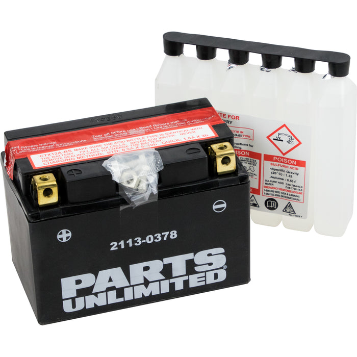 PARTS UNLIMITED 2113-0378 AGM Maintenance-Free Battery AGM Battery - YTX12A-BS