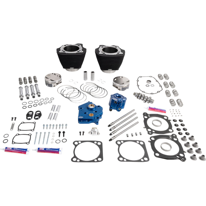 S&S CYCLE 0904-0221 310-1389A 132" Power Package Performance Kit Power Package - Oil Cooled - 496 Chain Drive - Wrinkle Black w/o Highlight - M8