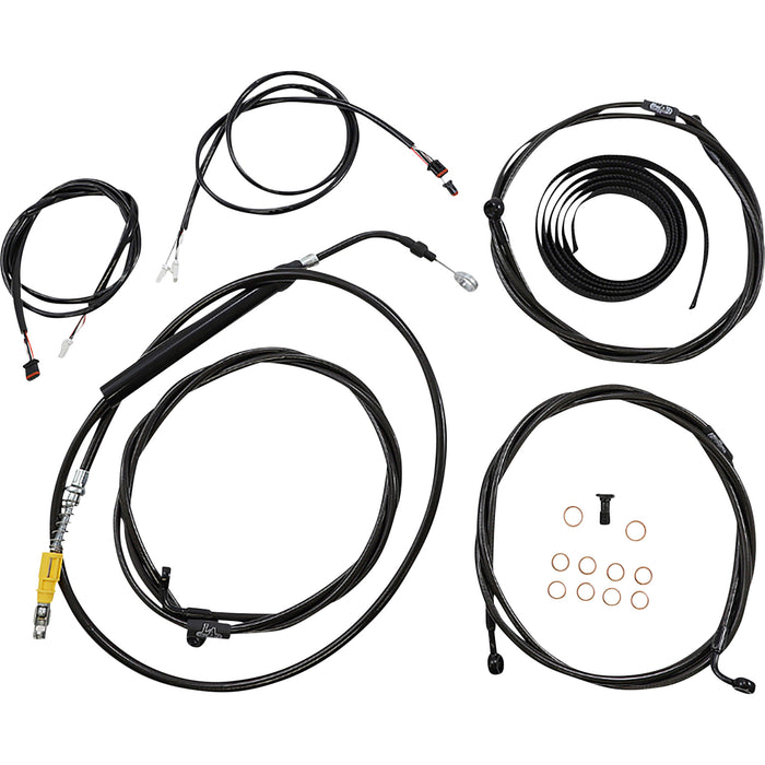 LA CHOPPERS 0662-1122 LA-8058KT3-13M Complete Plug-and-Play Cable Kit - 12" - 14" Handlebars - ABS - Midnight