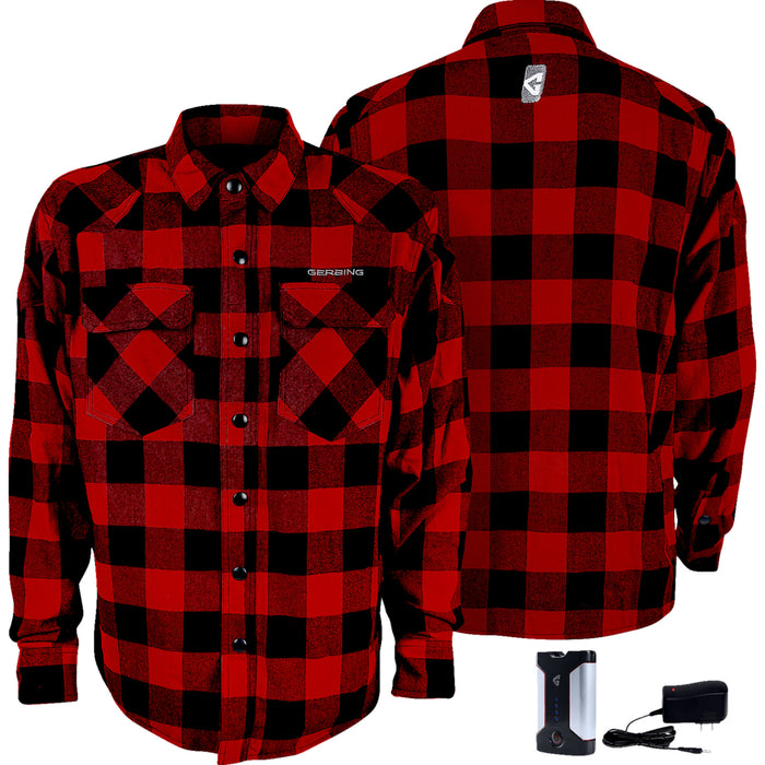 GERBING HEATED CLOTHING 7 V Battery Flannel Shirt Red/Black