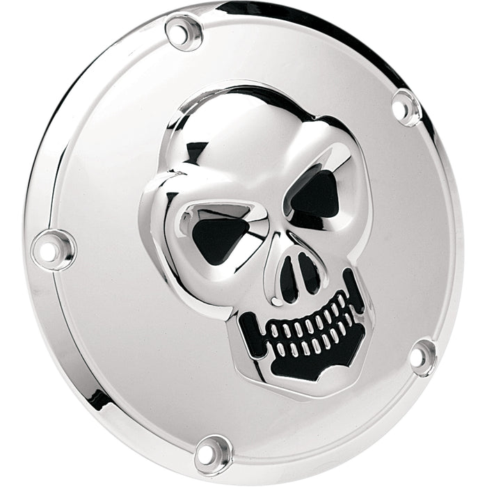 DRAG SPECIALTIES 1902-0061 Chrome 3-D Skull Derby Cover Skull Derby Cover - Chrome - 5 Hole