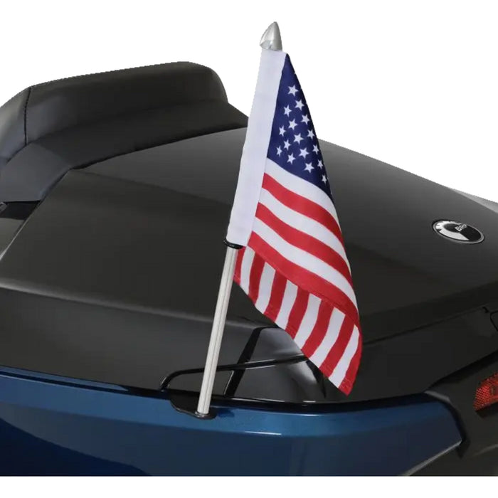 SHOW CHROME 0521-2065 41-210L Flag Pole For Can-Am RT with US Flag Flag Pole - Left - Chrome - Can-Am RT/F3