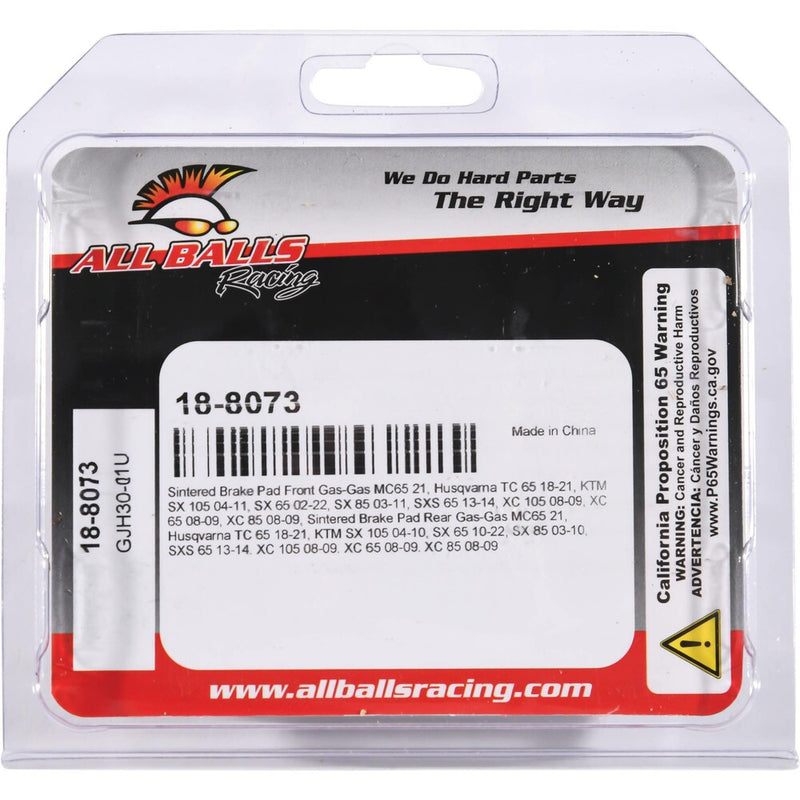 All Balls Brake PAD Kit Sintered - 18-8073 Husqvarna TC 65 2018-2022