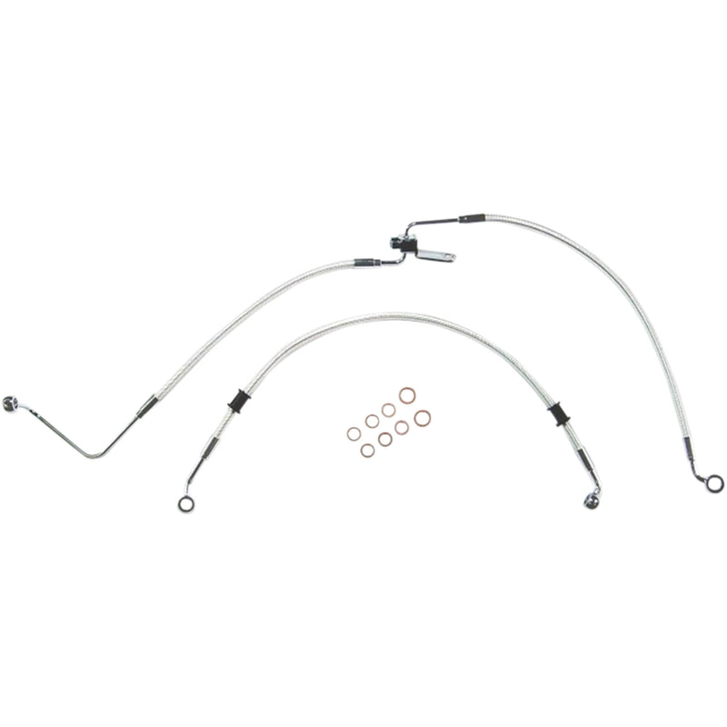 Magnum Shielding Braided Rear Brake Line Kit Rear ABS Sterling Chromite II - AS3622 For Harley 2011-2014