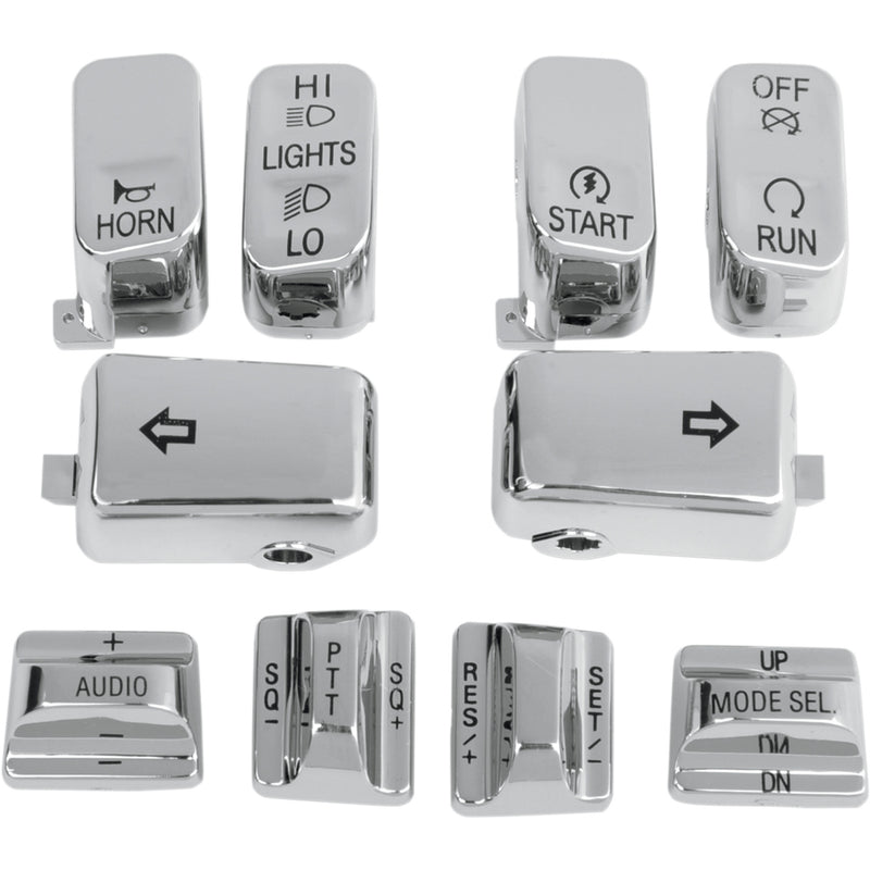 Drag Specialties Switch Cap Kit Audio Cruise Chrome For Harley Motorcycles 1996-2013