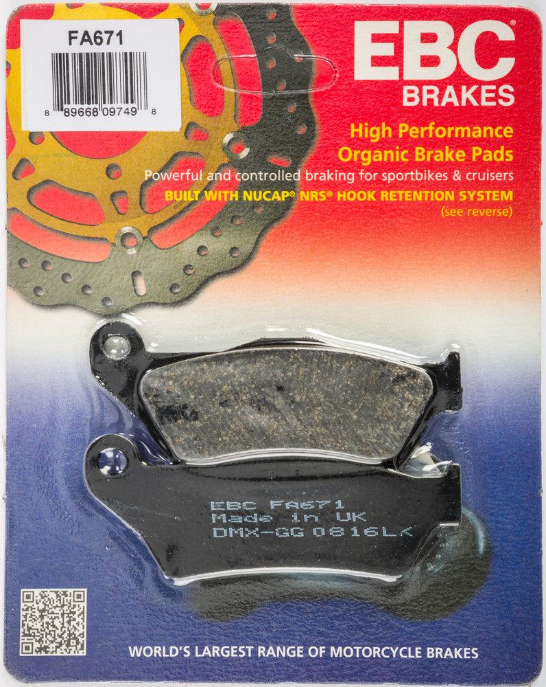 EBC Brake Pads Organic - FA671 BMW K1200R / K1200S 2005-2008