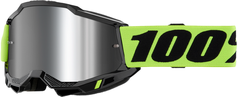 100% 610-5209 50014-00040 ACCURI 2 GOGGLE NEON YELLOW MIRROR SILVER LENS