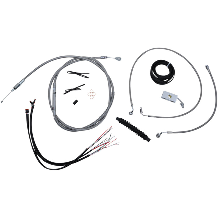 LA CHOPPERS 0662-0494 LA-8152KT2-16 Complete Stainless Braided Handlebar Cable/Brake Line Kit — Cable Kit Handlebar Cable/Brake Line Kit - Complete - 15" - 17" Handlebars - Stainless
