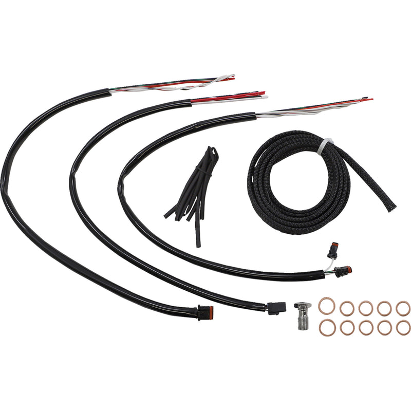 LA Choppers Complete Black Vinyl Braided Handlebar Cable Brake Line Kit 12"-14" Handlebars - LA-8056KT2-13B For Harley Touring 2021-2022