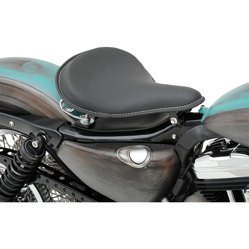 DRAG SPECIALTIES SEATS 0806-0048 Large Spring Solo Seat Seat - Spring Solo - Large - Black Solar-Reflective Leather/White Perimeter Stitch