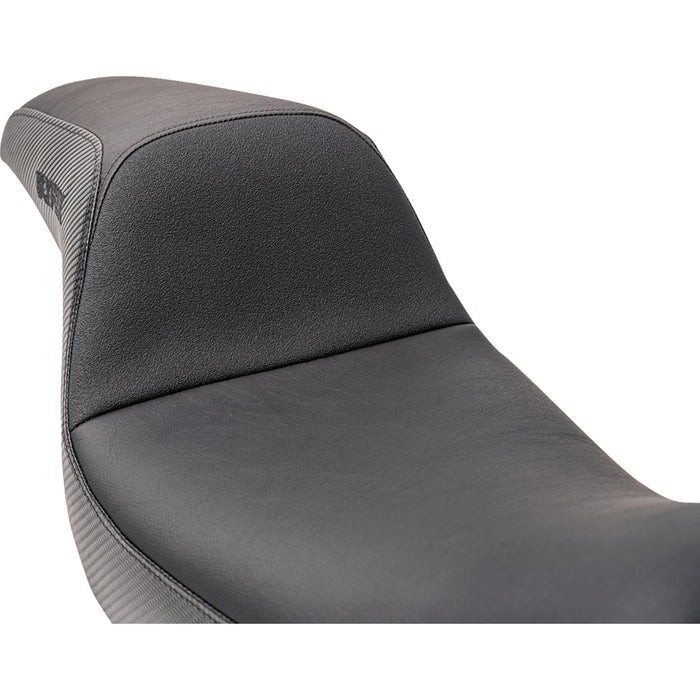 SLYFOX 0803-0746 4683A-slyfox The Drifter Seat - Black Logo - Black Vinyl w/ Slipstop - Carbon Fiber - Dyna '96-'03