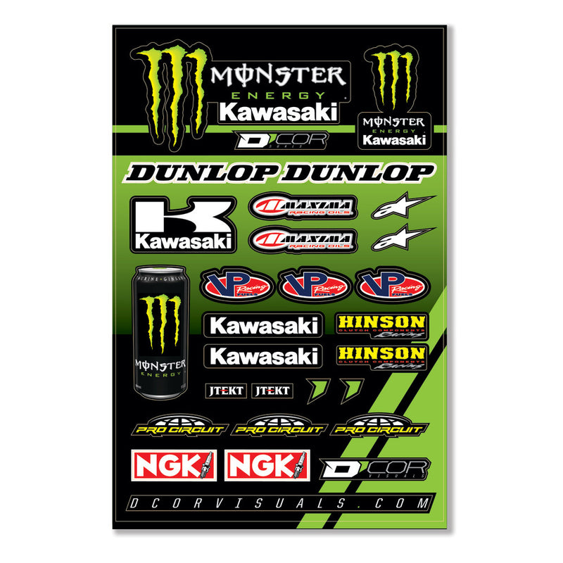 D-cor 862-20117 40-20-117 MONSTER KAW DECAL SHT12MIL MONSTER KAW RACING DECAL SHEET