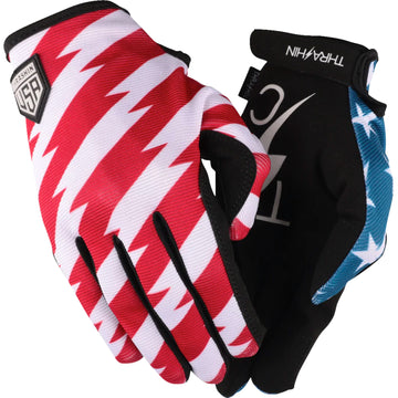 THRASHIN SUPPLY CO. Stars Bolts Stealth Gloves Red/Blue