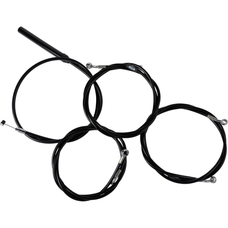 LA Choppers Complete Black Vinyl Braided Handlebar Cable Brake Line Kit Stock Handlebars - LA-8059KT2-08B For Harley Touring 2023-2026