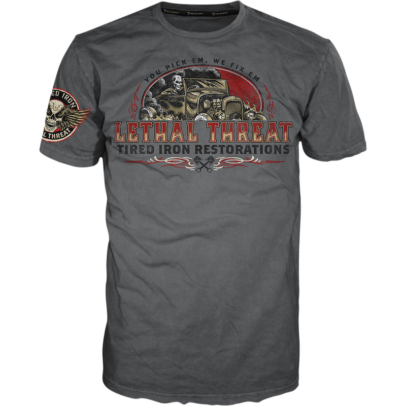 LETHAL THREAT 3030-21582 VV40174XXXL Tired Iron Restorations T-Shirt vintage velocity  - gray - 3xl