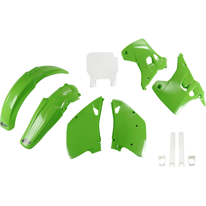 UFO 1403-4265 KAKIT194F@999 Full Body Kit With Fork Guards Body Kit - OEM Green/White - KX 125/250 '93