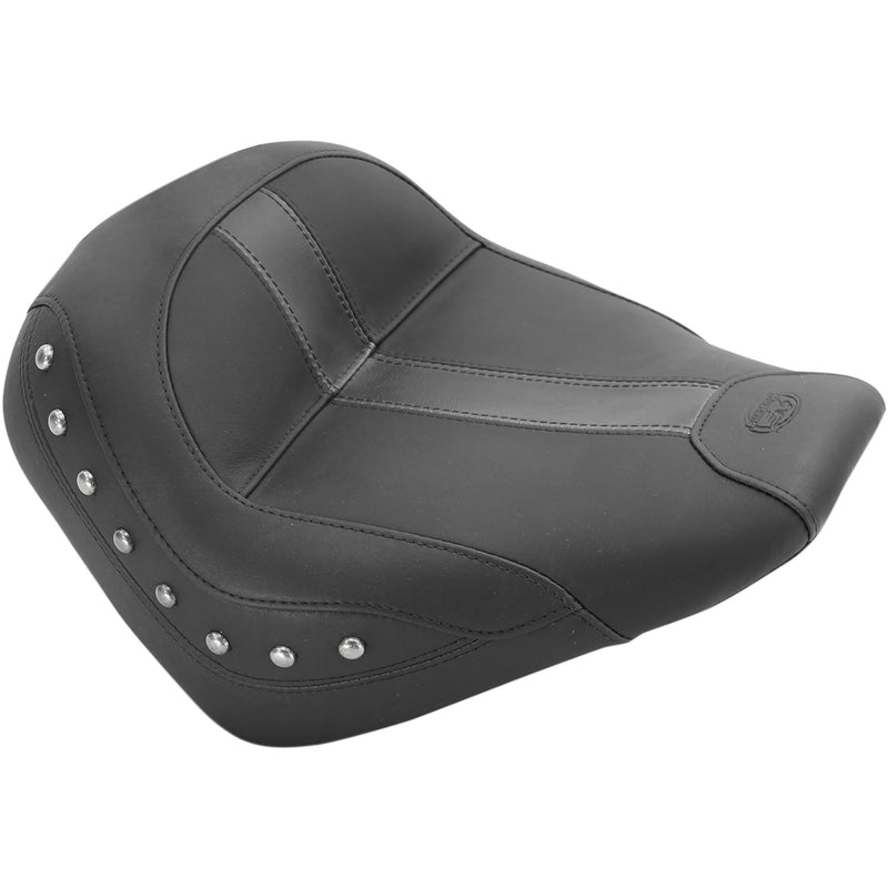 Mustang Vintage Solo Seat — Without Backrest, Studded Black Vinyl Studded - 75390 For Indian Scout 2015-2024